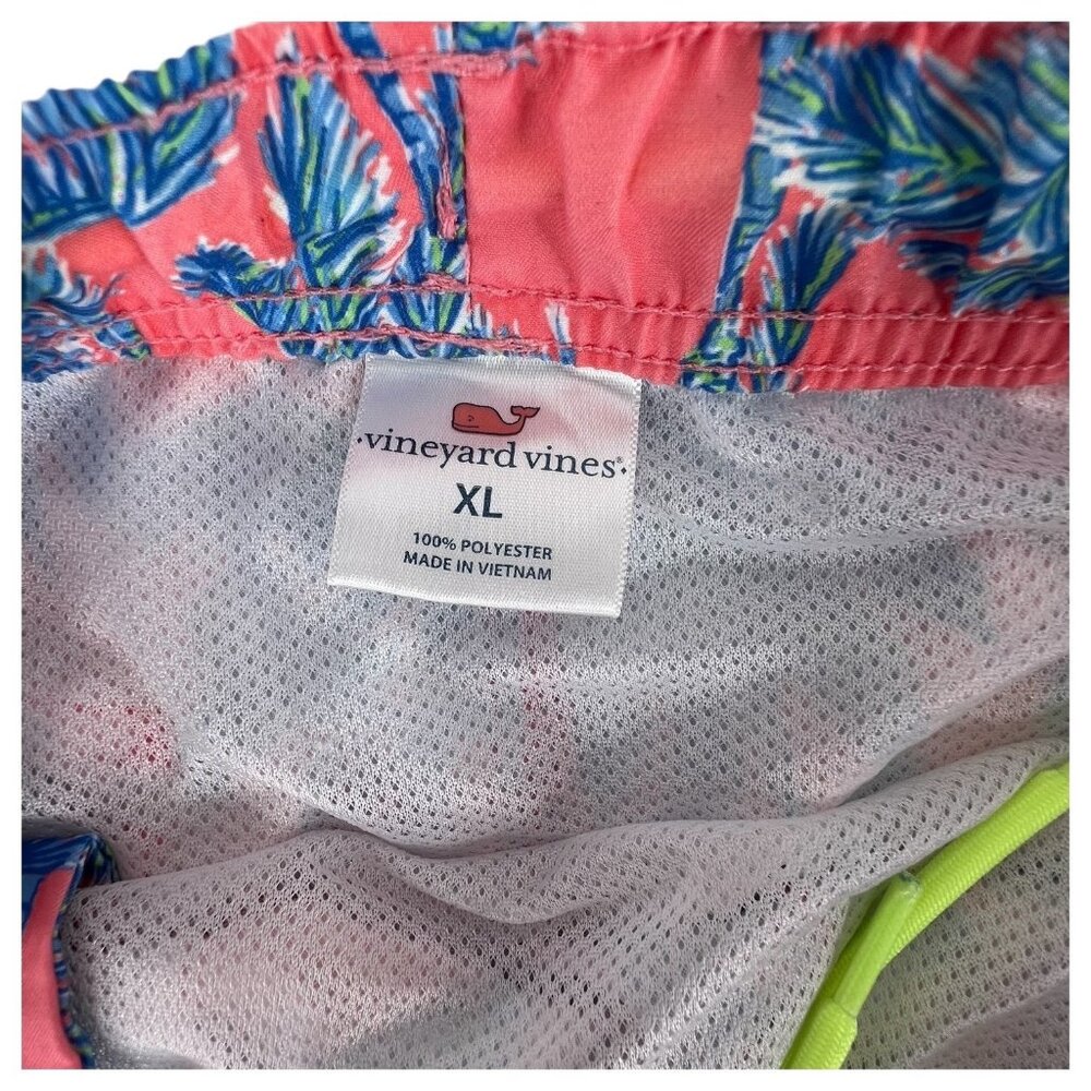 Vineyard Vines Swim Trunk Boy Youth Blue Peach Palm Tree Tropical XL Swim Suit - Picture 6 of 6